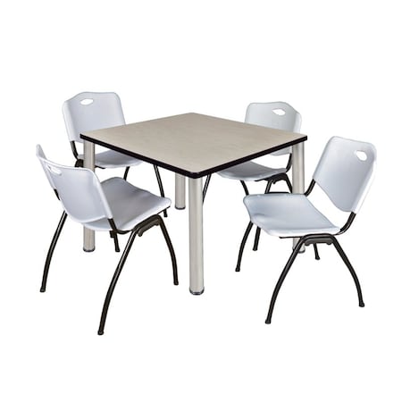 Kee Kee Square Table & Chair Set, Wood, Metal, Plastic Top, Maple TB3636PLBPCM47GY